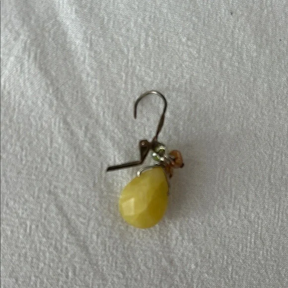 Yellow and Green Teardrop Earrings - Picture 3 of 4